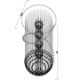 Đèn thông tâng nghệ thuật hoa và bướm pha lê PL099 gồm mâm tròn inox gương vàng, 480 hoa, 60 bướm, 40 đèn dimmer D40,  KT(mm): D1800 x H4500